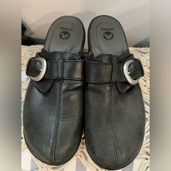 Clogs Crocs Cobbler Platform Chunky Buckle Clogs Mules Size 9 Black - Picture 1 of 7